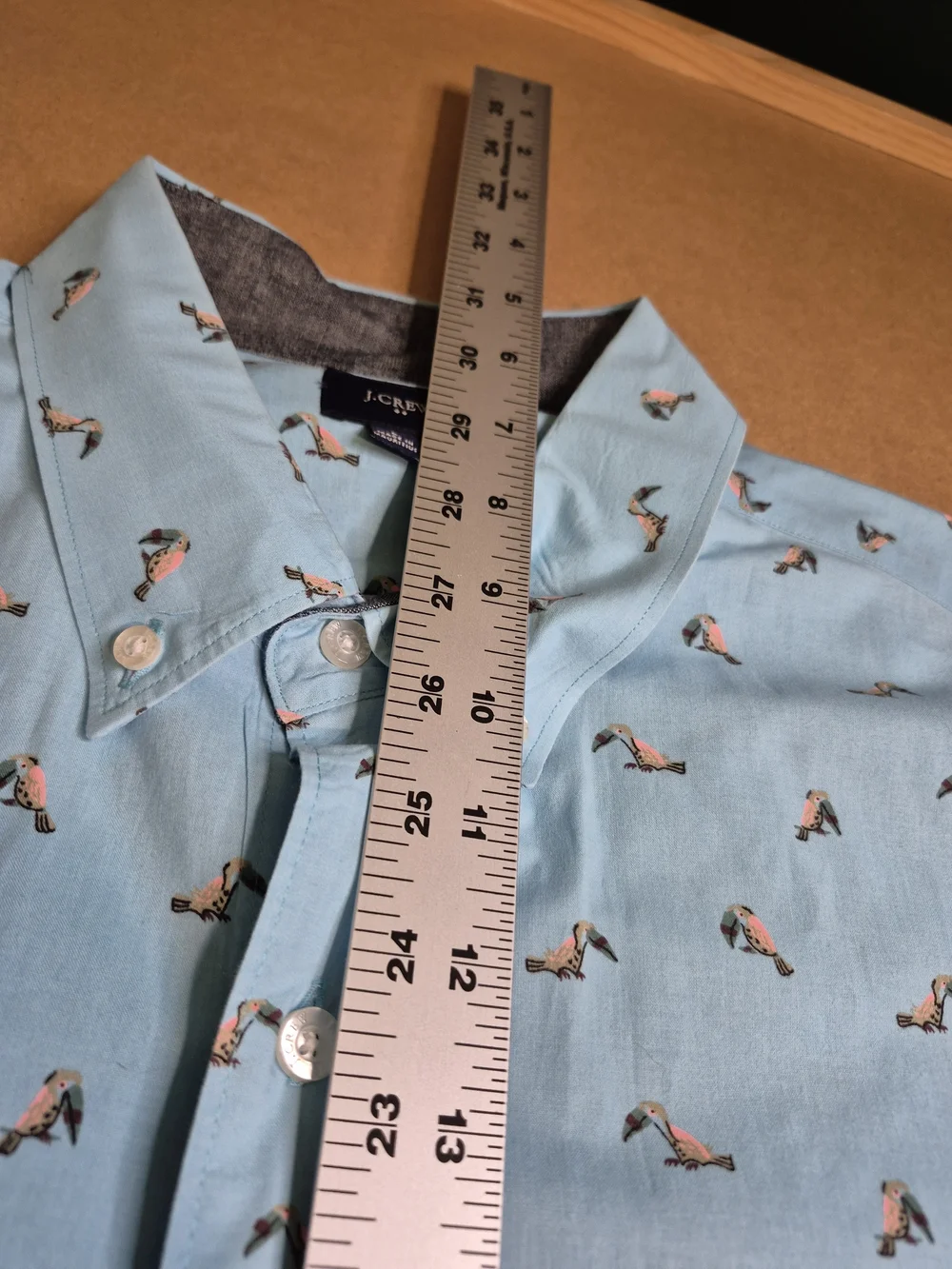 J. Crew Light Blue Short Sleeve Button-Down Shirt with Birds 4341/6